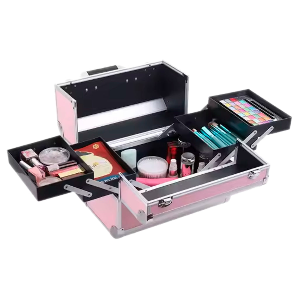 Caja Neceser Metálico Portátil De Maquillaje