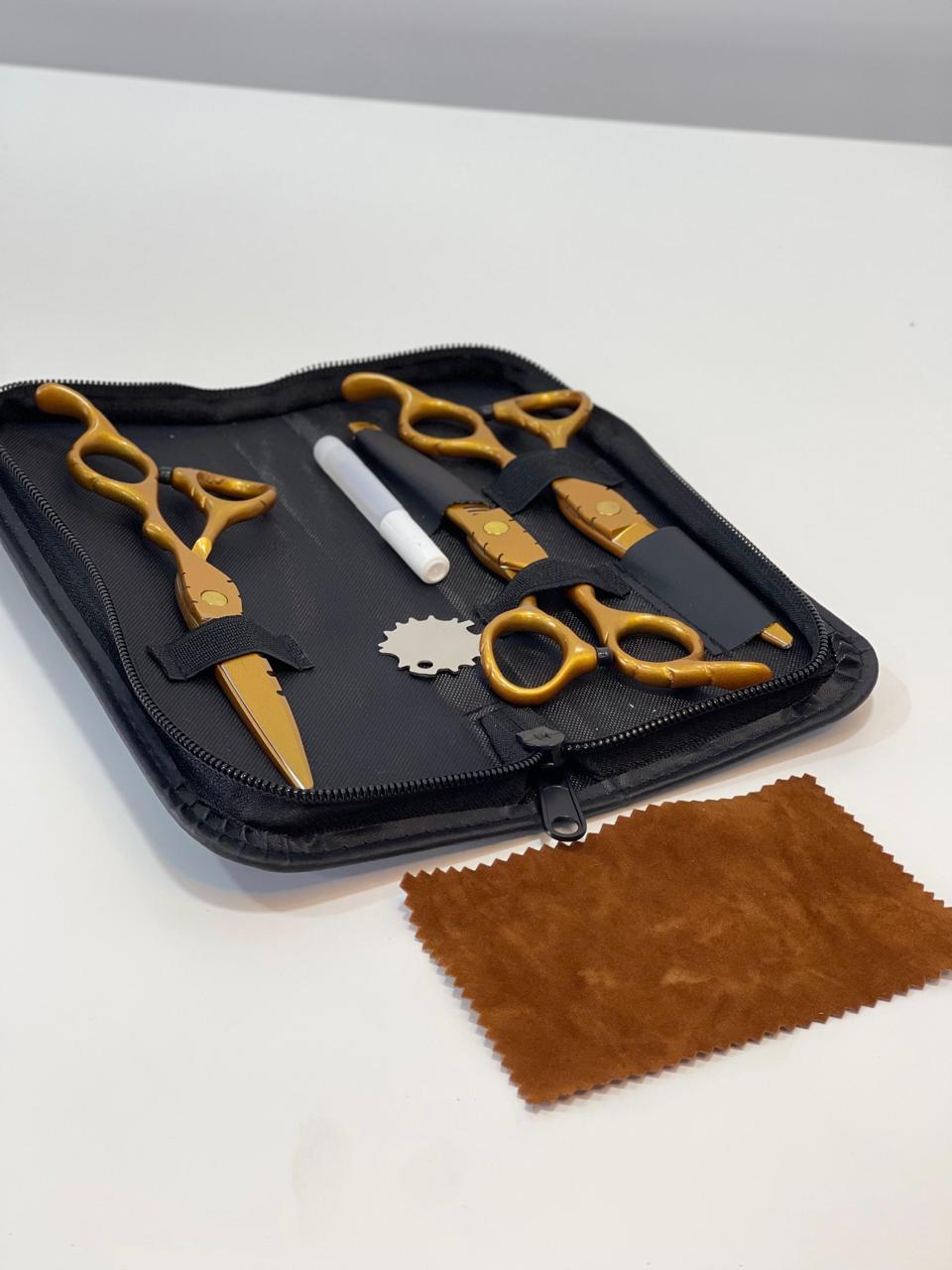 KIT DE TIJERAS X3 SENCILLAS DORADAS